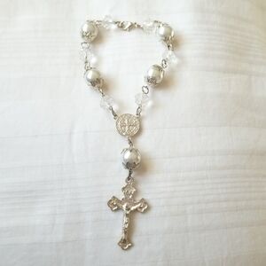 Silver Pearl Prayer Beads Bracelet